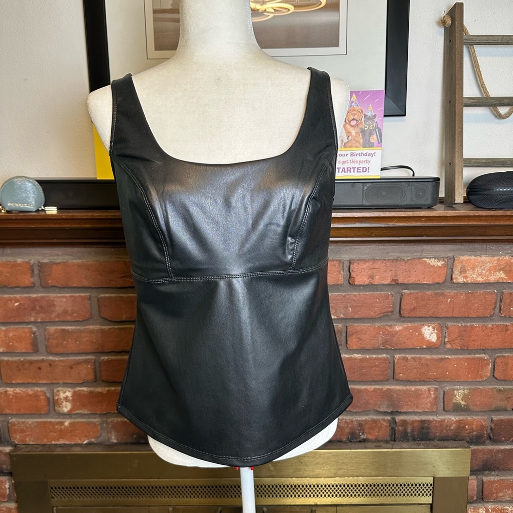 Womens Black Faux Leather Bustier -Large